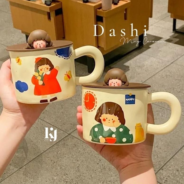 Terlaris Dashi Mug Ceramic / Cangkir Keramik Kopi Coffee Susu Milk Tutup Cangkir Estetik Korea Terba