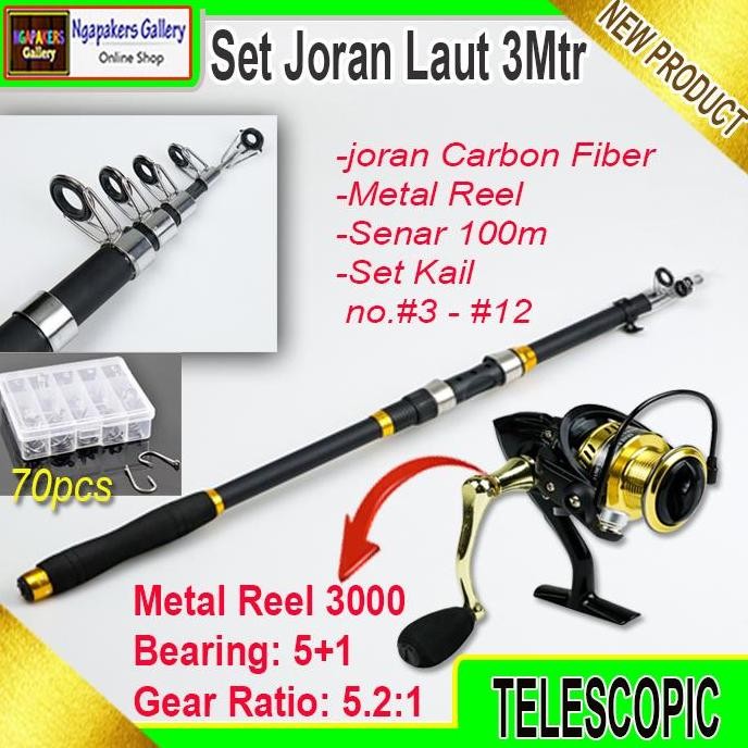 

Terlaris Joran Pancing Telescopic Fishing Rod Pole Carbon Fiber C562L - Black