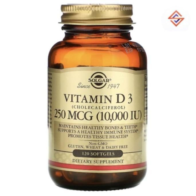 Solgar Vitamin D3 Cholecalciferol 250 Mcg 10000 10000 Iu 120 Softgel Original Produk