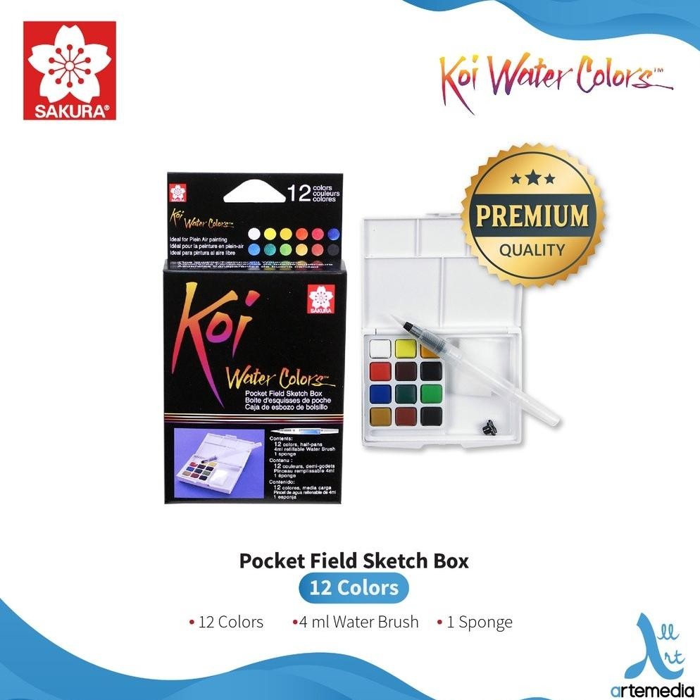 

LINDU Gramedia Surabaya - Sakura Koi Watercolor 12 Pocket Field Sketch Box