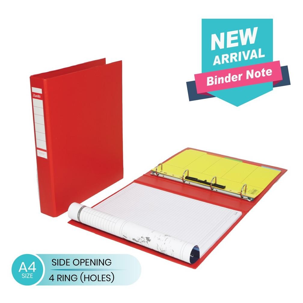 

LINDU Bantex Binder Noted A4 Side Opening 4 Ring #A135