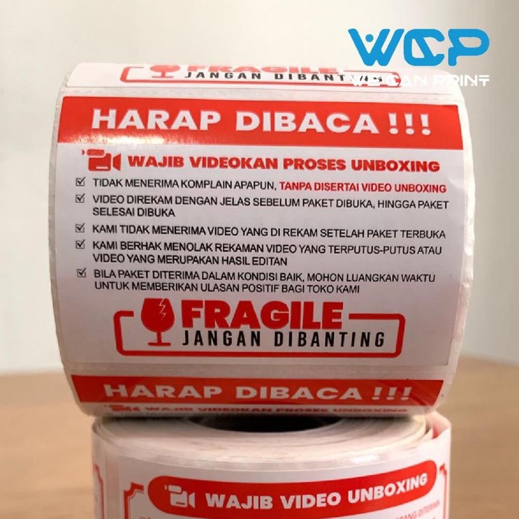 

KA [ 500 PCS ] Label Sticker FRAGILE Wajib Video Unboxing Stiker Jangan Dibanting Online Shop