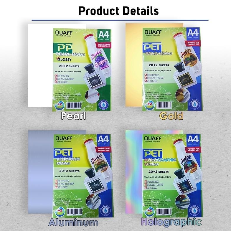 

KA Tahan Air Stiker Label PET PP A4 (22 Lembar) Kertas Stiker Vinyl Inkjet Anti Air