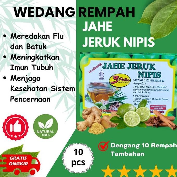 

#####] Wedang Rempah Jahe Jeruk Nipis - Herbal Batuk Pilek Flus - Isi 10 Pcs - Bisa Request Dengan Gula dan Tidak