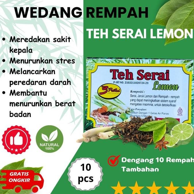 

,,,,,,,] Wedang Rempah Teh Serai Lemon - Rempah Teh Serai Lemon - Rempah Untuk Sakit Kepala dan Kesegaran - Isi 10 pcs