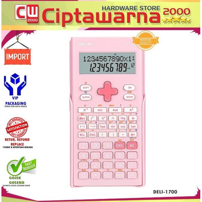 

`````````] Kalkulator/Calculator Ilmiah 12 Digit 240 Fungsi,Merah muda- WOOK