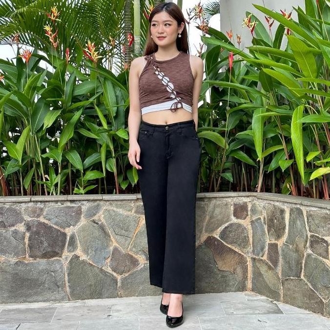 Sale Bandidas - Hw Kulot Jeans Panjang Wanita Strech Jumbo Bigsize Hitam