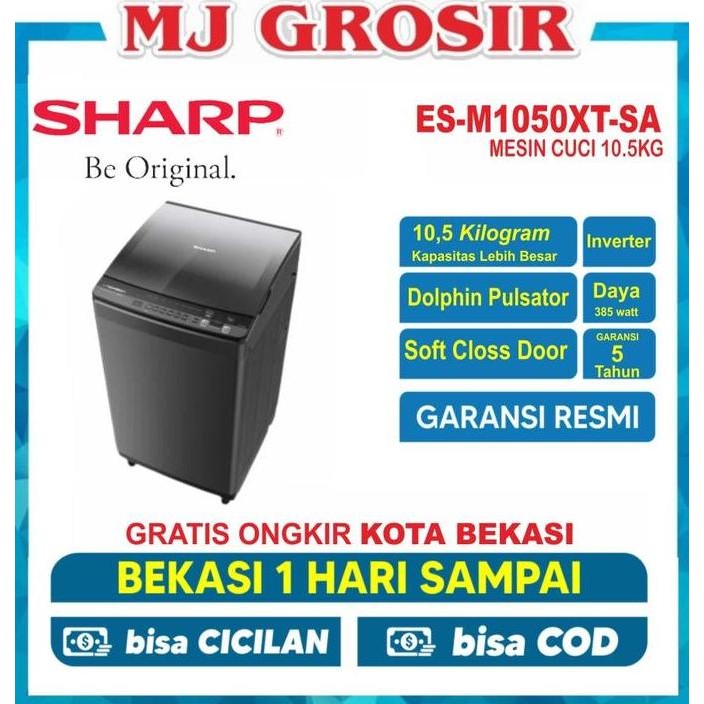 TERBARU - MESIN CUCI SHARP ESM 1050 10.5KG 1 TABUNG ESM1050 TOP LOADING INVERTER