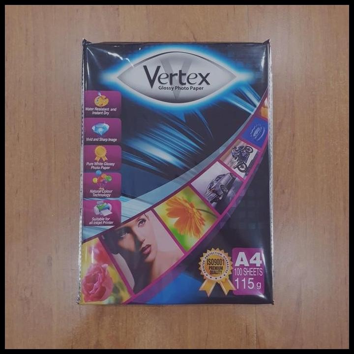 

Terlaris Foto Paper Glossy Vertex 115G / Kertas Photo A4 115 Gsm Isi 100 Lembar Good Quality