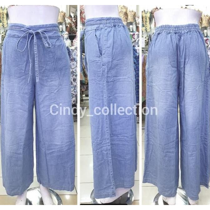 Sale Kulot Jeans Celana Jeans Wanita Lepis Kulot Lebar Biru Muda Biru Tua Cewek Wanita