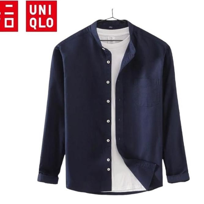 Best Seller Uniqlo Kemeja Putih Panjang Shanghai Pria Slimfit Terjamin