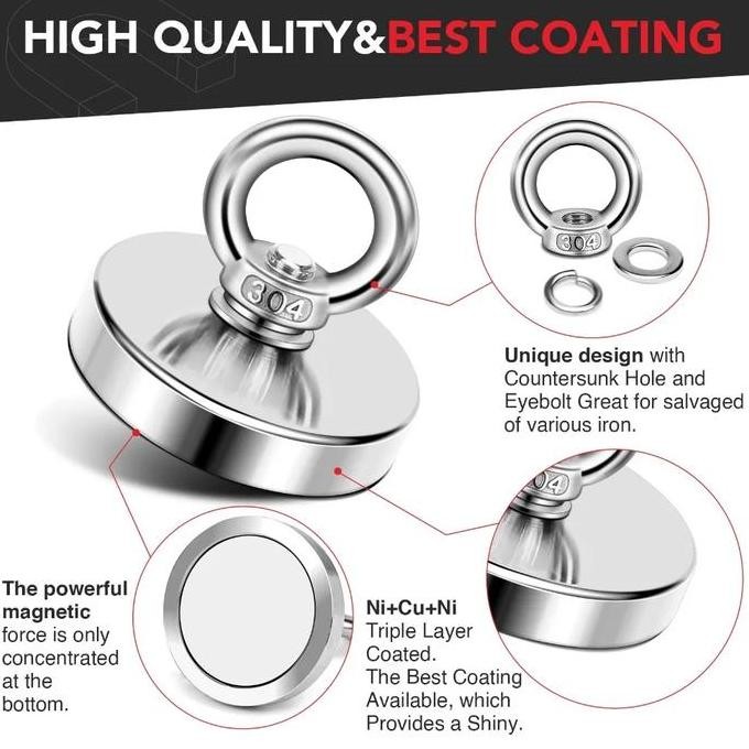 BEBAS ONGKIR - OD 90mm Magnet Fishing Gantungan Neodymium Daya Tarik 330kg - J90 #HYSAMTA