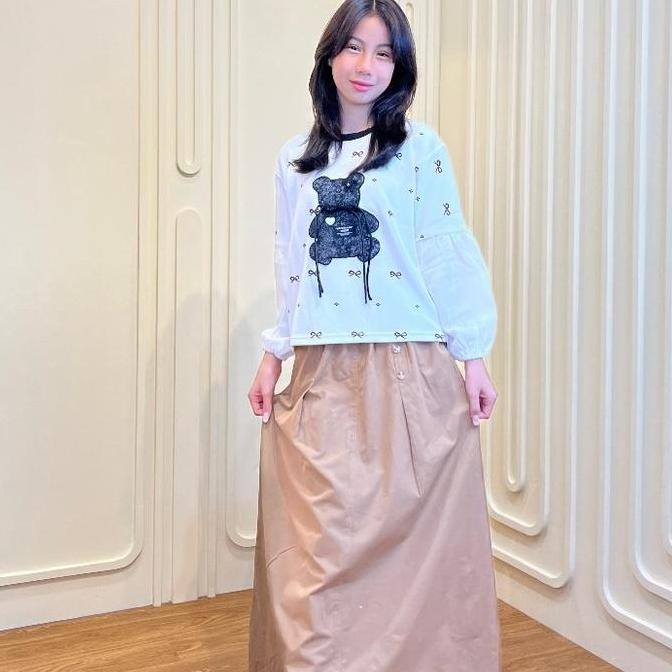 Tersedia 10-15 Tahun Baju Anak Perempuan One Set Rok Pita Sabrina Kids Set 880085