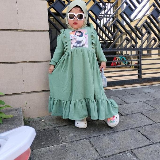 Tersedia GAMIS ASYIFA ANAK PEREMPUAN KRINGKLE PREMIUM Muslim Kerudung Baju Lebaran Wanita Setelan Ba