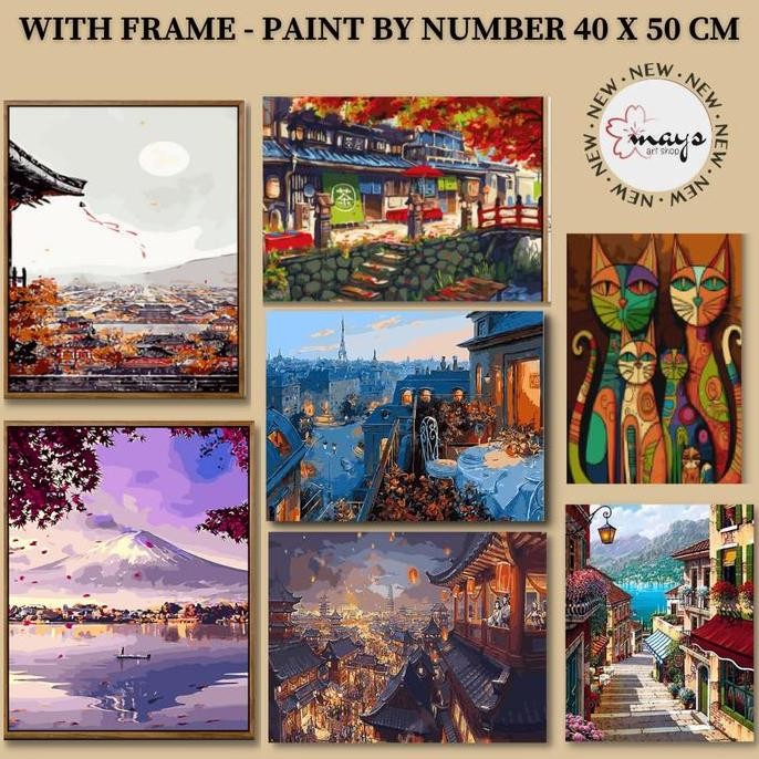 

ready !!! [WITH FRAME] Paint By Number Set 40 x 50 cm / DIY Painting Kit Numbers Lukis Canvas 40x50cm - Melukis Nomor Angka Numbering Kanvas Art Gambar Anak Dewasa - Kids Adult