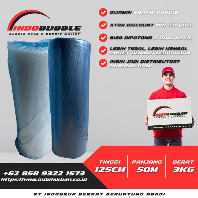 

ready Bubble Wrap INDOLAKBAN Hitam Bening 3 kg 125 cm x 50 m HARGA PABRIK
