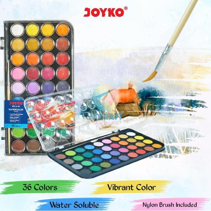 

ready !!! (1 Set) Cat Air Watercolor Cake 36 Warna JOYKO WC-3-36 + Bonus Kuas Lukis Water Color