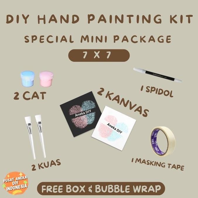 

ready !!! DIY Hand Painting Kit 1 Set Canvas Board Couple | Kanvas Lukis Cap Tangan Pasangan 7x7 20x20 20x30 30x30 30x40