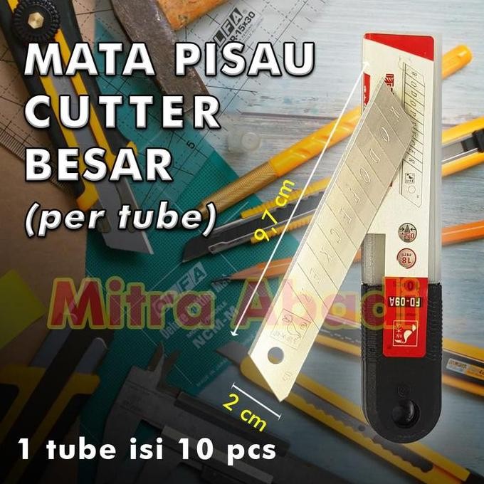 

REFILL MATA PISAU CUTTER UKURAN BESAR / JUMBO 18 MM ( 1 TUBE = 10 PCS)