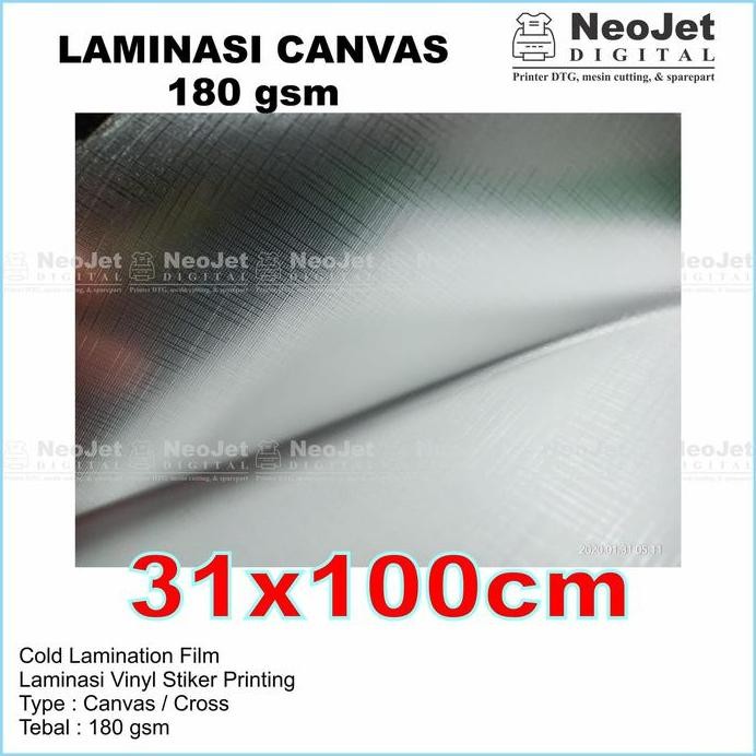 

ready !!! Bahan Laminasi Dingin Canvas lebar A3+ A3 31 cm panjang 1meter/ 100 cm Sticker Stiker Putih Paper