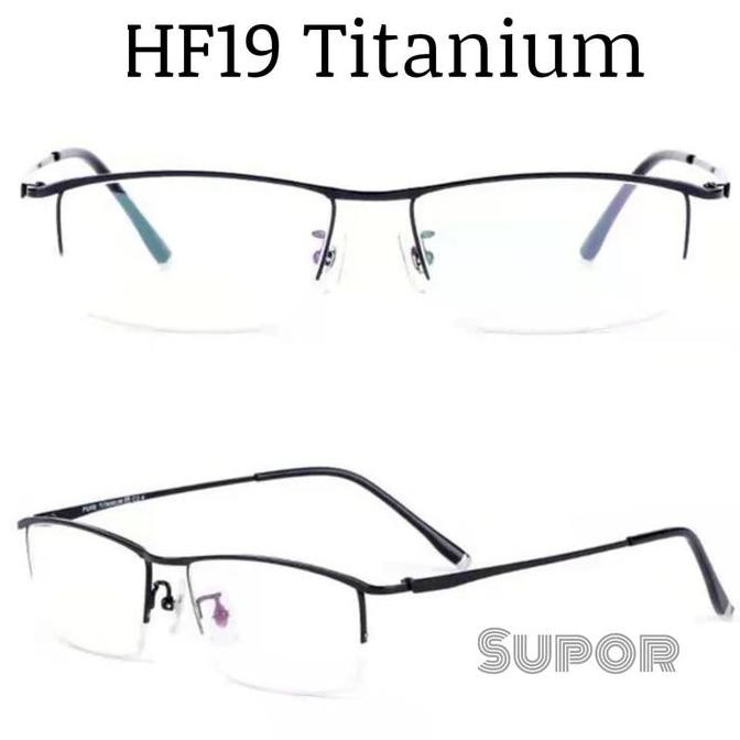 ready Frame kacamata minus HF19 Titanium half frame Minimalis elegan minus