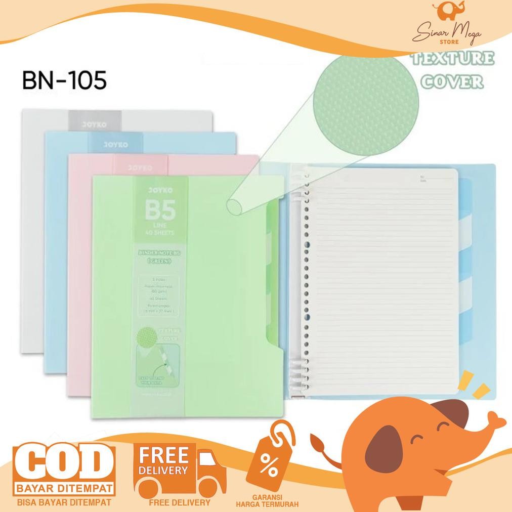 

Pl30 Er-79 Terlaris! Joyko Binder Note Book Bn-105 A5/B5 - Buku Catatan Texture Cover Warna Pastel Lucu Murah Termurah Terlaris Pl30