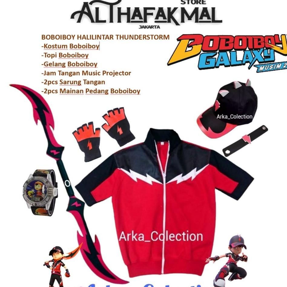 ''Terlaris" Baju Setelan Kostum Boboiboy Halilintar Terbaru Boboiboy Thunderstorm Murah