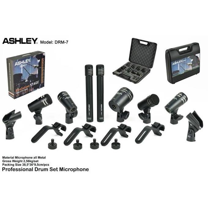 Mic Drum 7 Set Ashley Drm7 Box Koper Mikropon Drum Mikrofon Musik