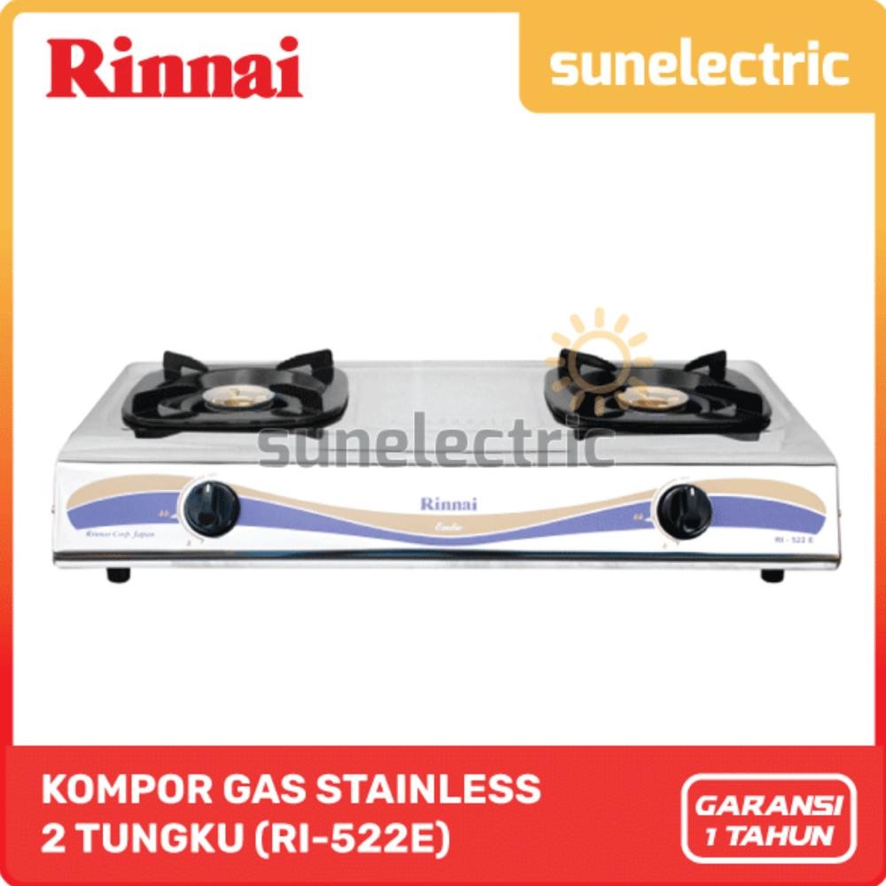 TERMURAH Rinnai RI-522 E Kompor Gas Stove 2 Tungku RI 522 E / RI522 E / RI 522E / RI-522E / RI522E S