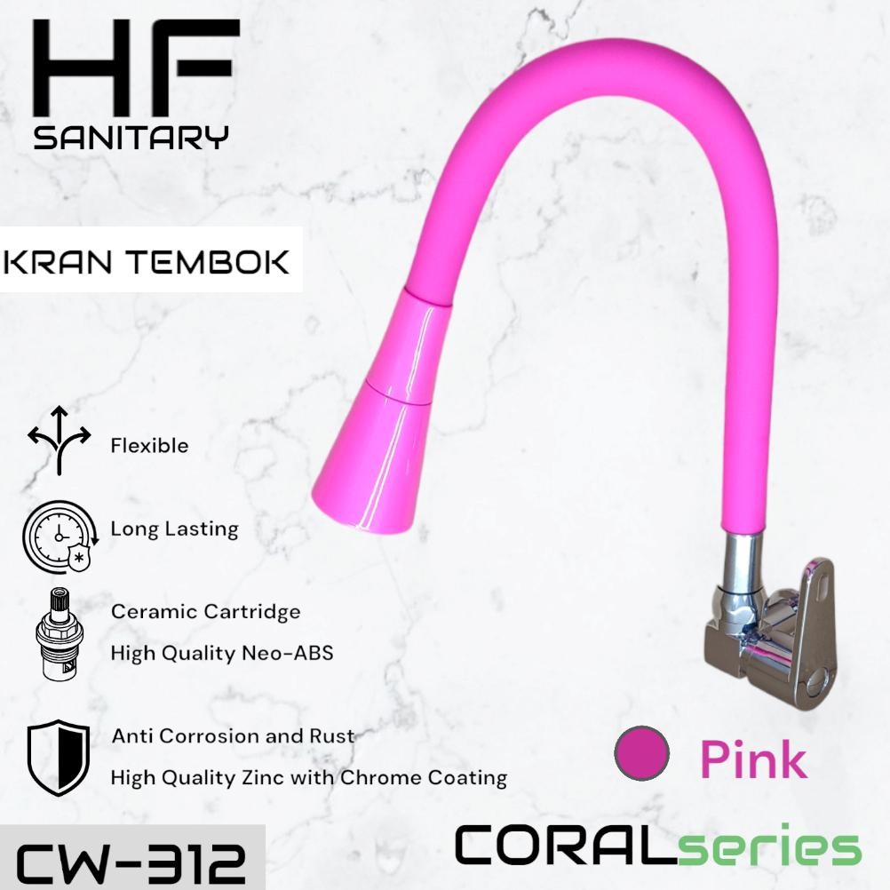 CW312 Keran Tembok Fleksibel Corong Pink Jambon Trompet Thrumpet / Kran Cuci Piring Dinding Anti Kar