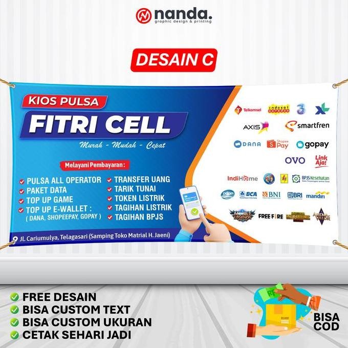 

Cetak Spanduk Banner Pulsa Konter Jualan Pulsa Backdrop Bener Jualan Ukuran Bener Jualan banners