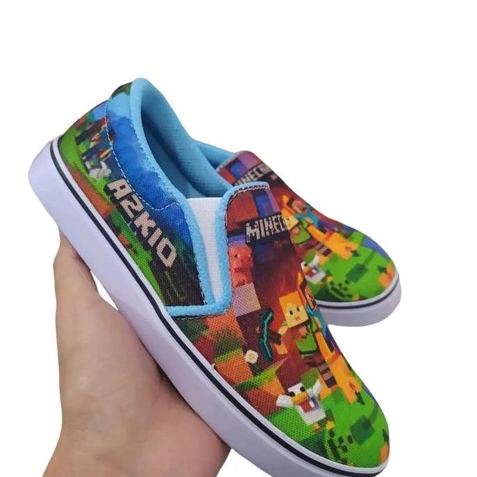Tersedia SEPATU ANAK KARAKTER MINECRAFT FREE CETAK NAMA DAN PHOTO + GRATIS MASKER TERLARIS DAN TERMU