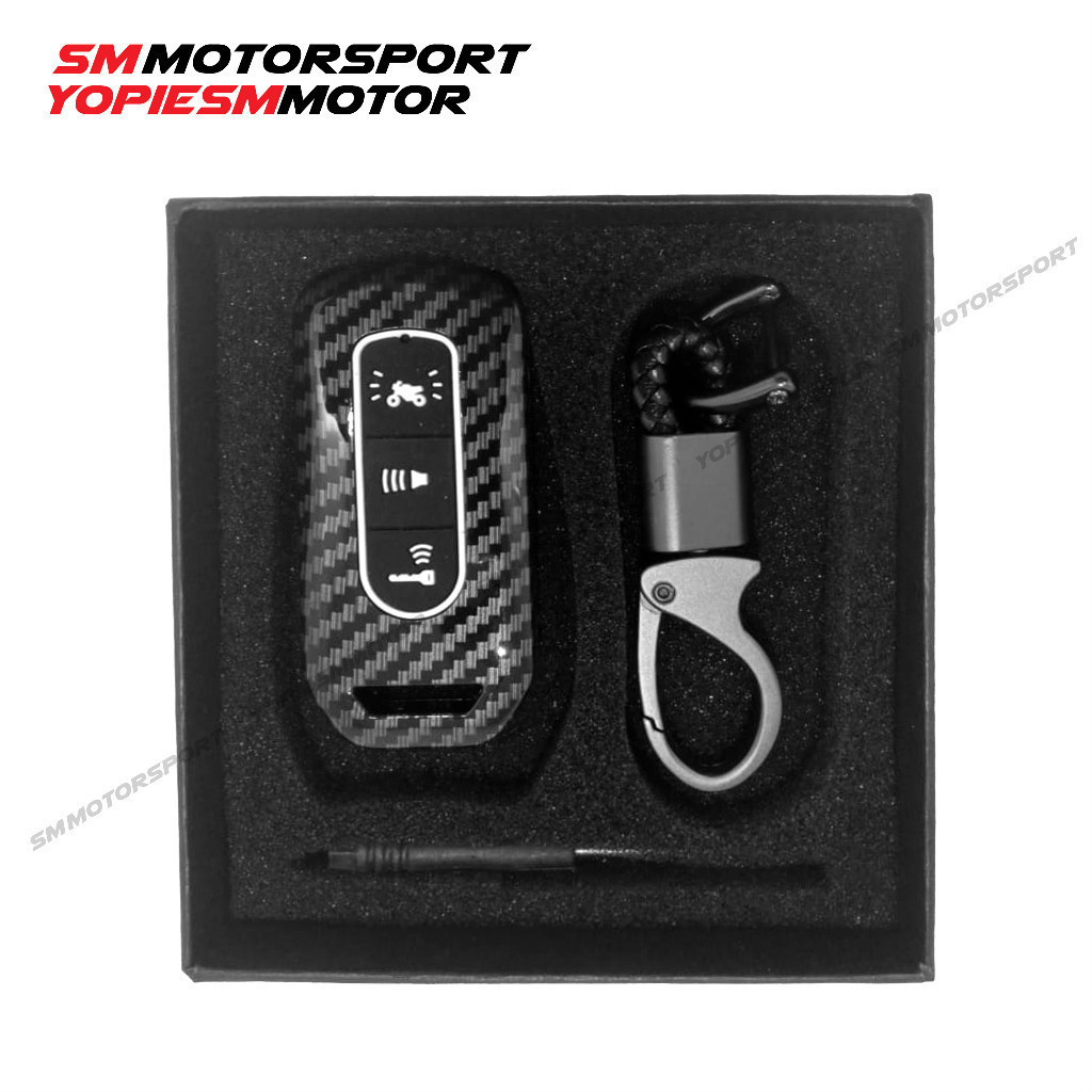 Cover Remote Kunci Smart Key Motor Honda Keyless Motif Carbon Vario Beat Scoopy