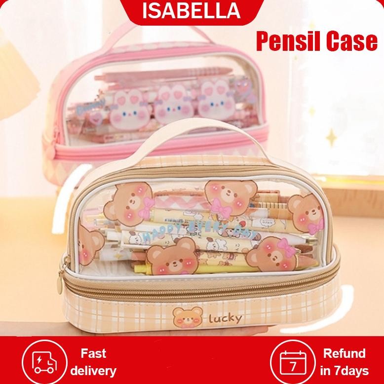 

TERLARIS Kotak Pensil / Tas Pensil Dua Lapis / Tas Makeup / Pencil Case Kapasitas Besar / Tempat Pensil Bening / Aesthetic Anak Pencil Cases / Tas Penyimpanan Transparan Warna / Tas Penyimpanan Serbaguna Dengan Zipper / Tas Alat Tulis PVC Transparan Siswa
