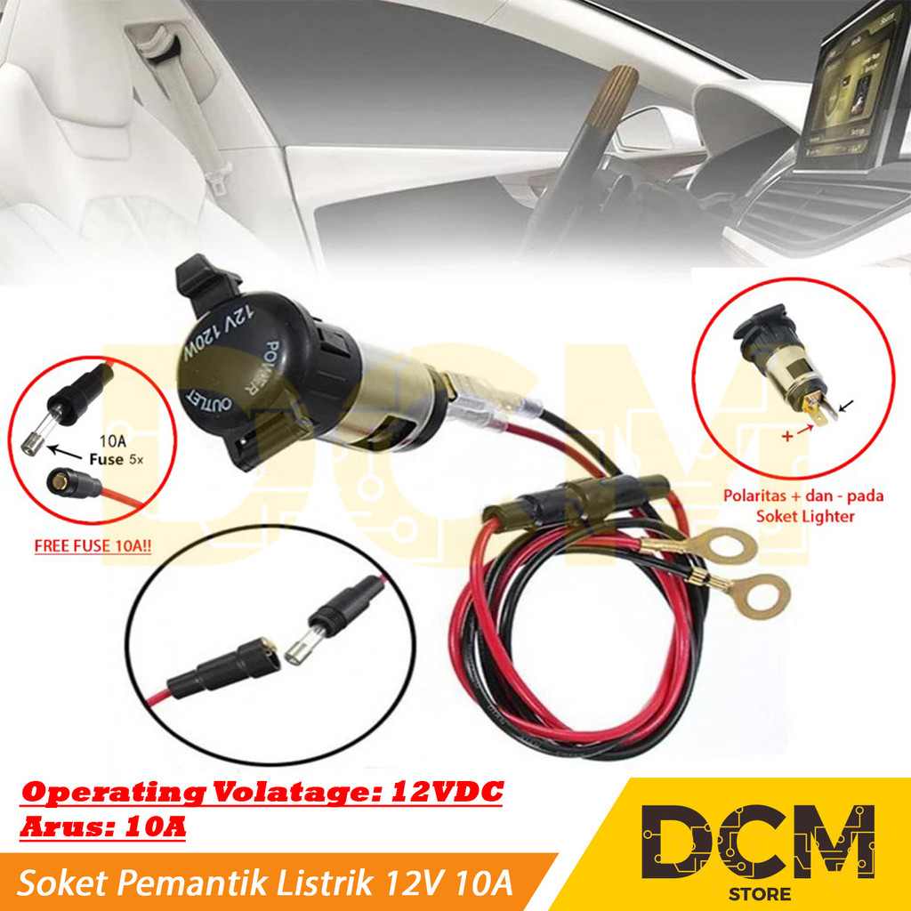 Soket Pemantik Listrik 12V Socket Lighter Charger Mobil Motor 10A 120W
