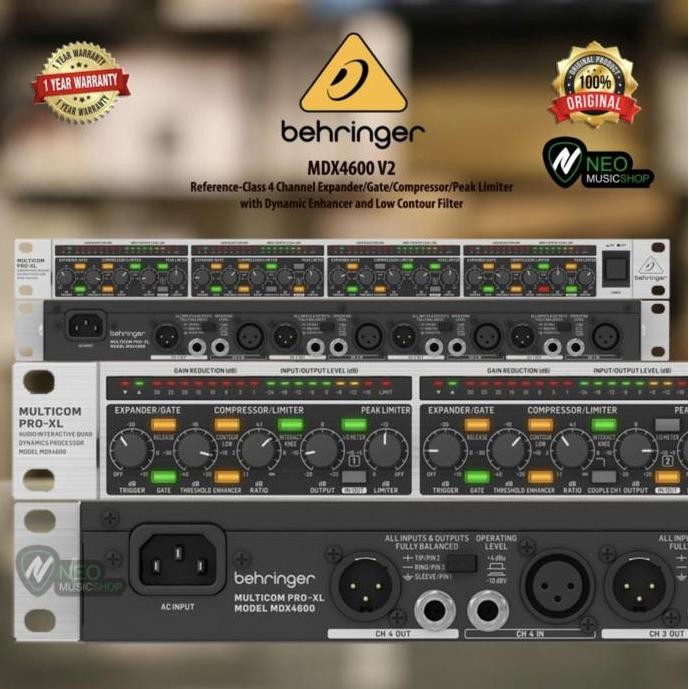 Behringer Mdx4600 V2 4 Channel Expander Gate Compressor Peak Limiter New Stok