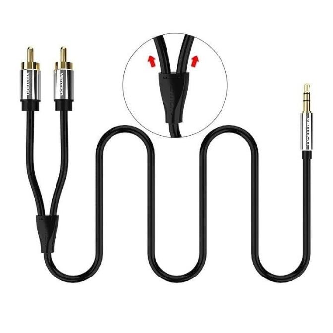 Kabel Aux 3.5Mm Male To 2 Rca Male 2 Meter New Stok