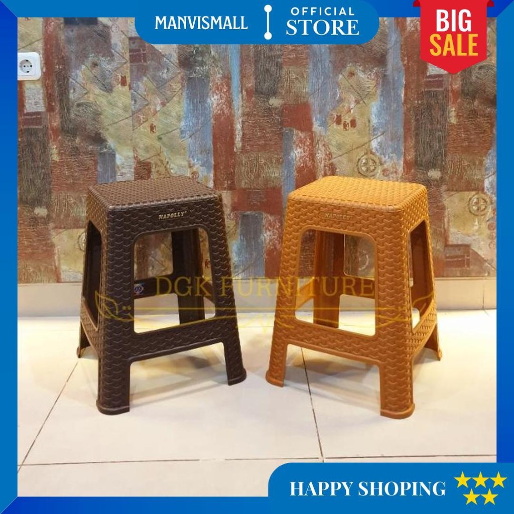 Kursi Bangku Baso Motif Rotan Rattan Anyaman Tikar Plastik Napoly Napolly 3Y3 Murah Grosir Promo Pun