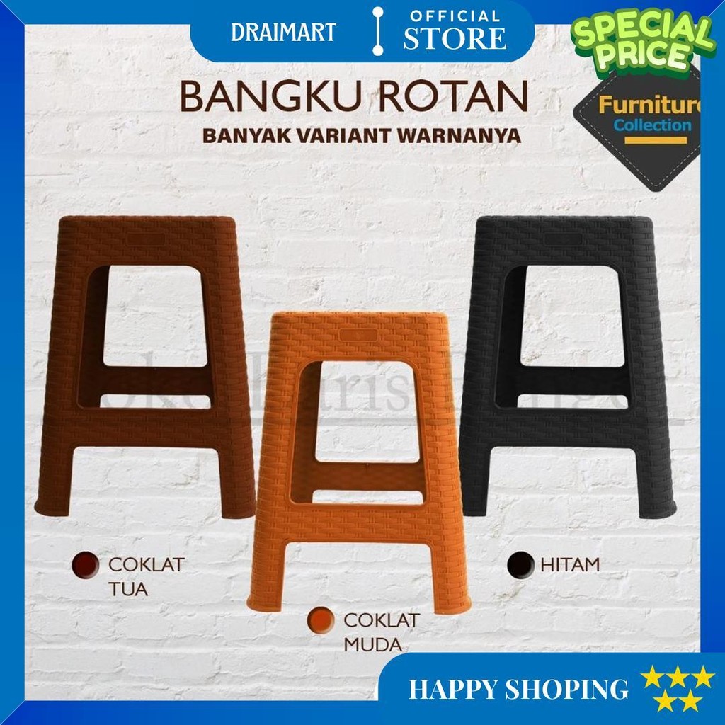 Kursi / Bangku Baso Plastik Rotan / Bangku Plastik Rotan Terlaris