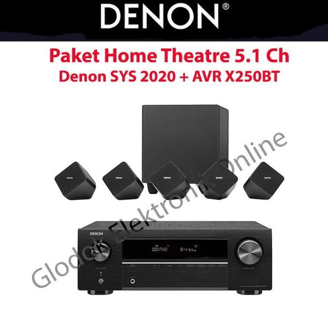 Paket Hemat Home Theater 5.1 Ch Denon Avr X250Bt Sys2020 / Avrx250Bt New Stok