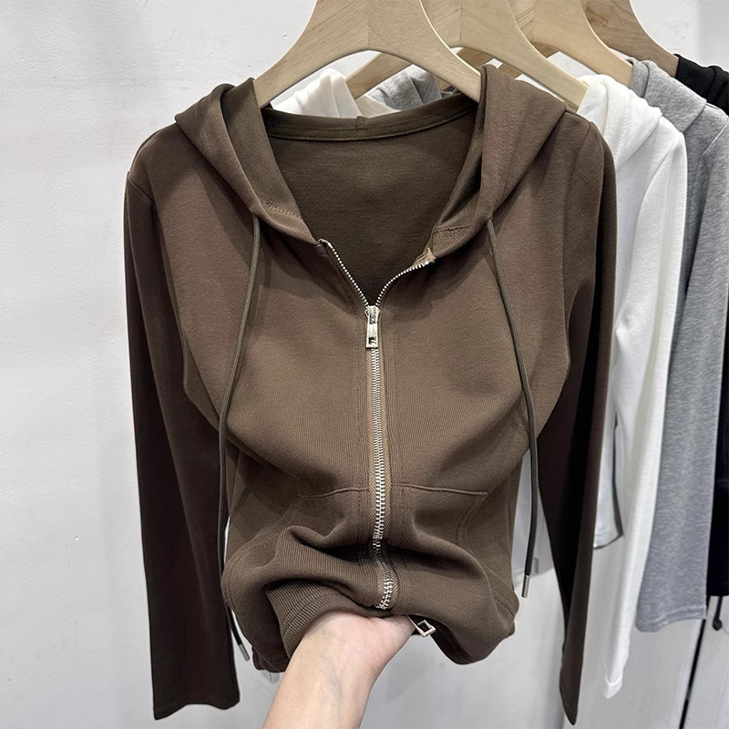 Hoodie Premium Resleting Ganda Warna Coklat