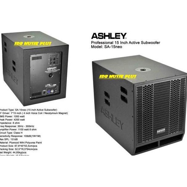 Subwoofer Aktif 15 Inch Ashley Sa15Neo Sa 15Neo Original Ashley New Stok
