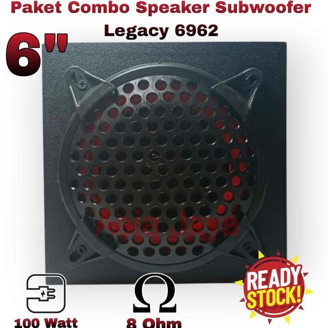 Paket Combo Speaker Subwoofer Legacy 6 Inch  Lg 6962 + Box Speaker 6 Inch +Tutup Speaker Ram 6 Inch 