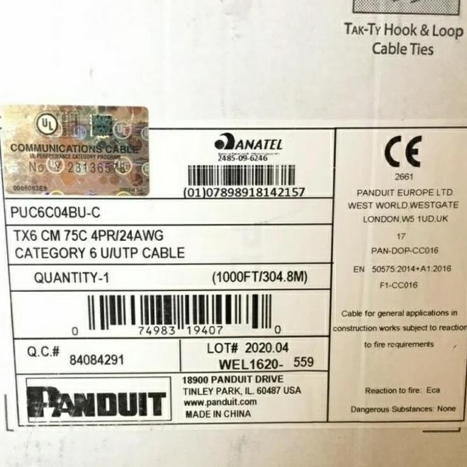 Kabel Lan Panduit Tx6 Puc6Co4Bu-C / Panduit Utp Cat6 Tx6 New Stok
