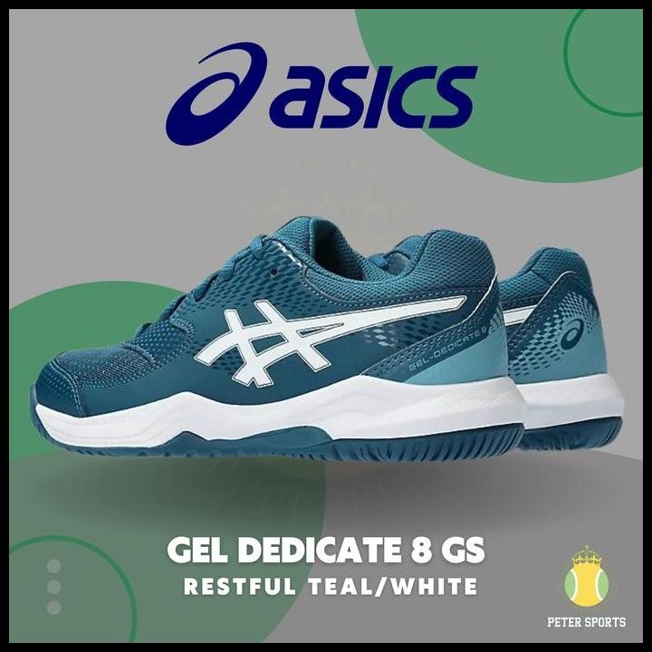 Asics Kids Gel Dedicate 8 Gs Restful Teal/White - Sepatu Tenis Anak Original Best Seller