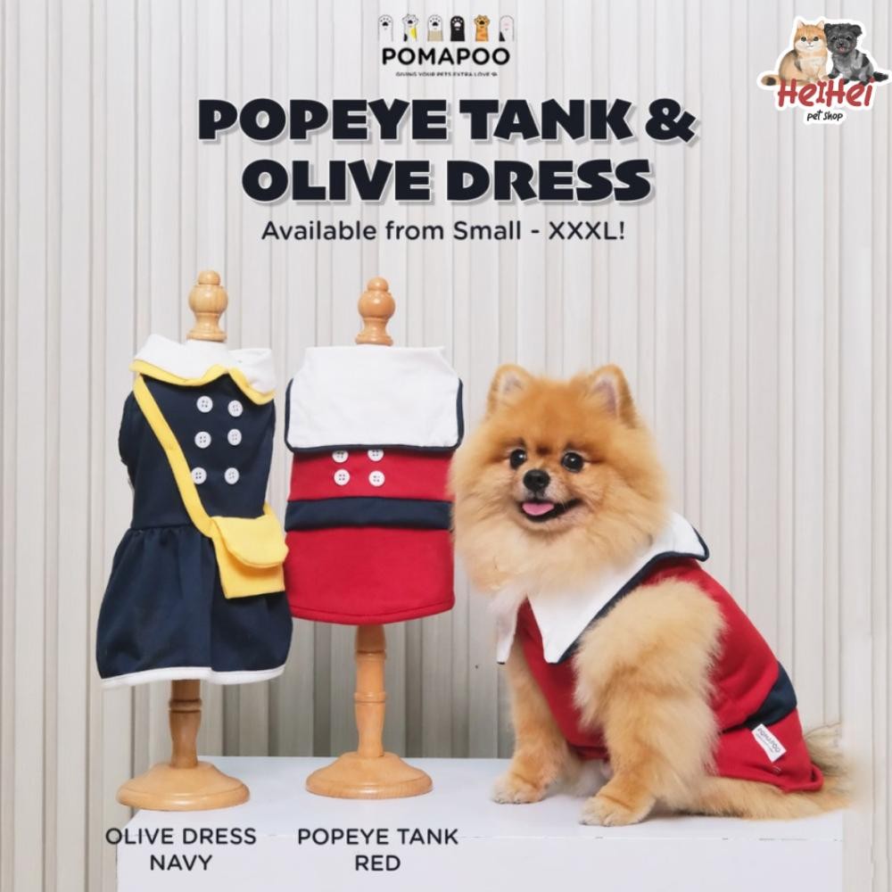 NEW Baju Kaos Kucing Anjing POPEYE TANK and OLIVE DRESS JANTAN BETINA - Pomapoo Baju Anjing Kucing L