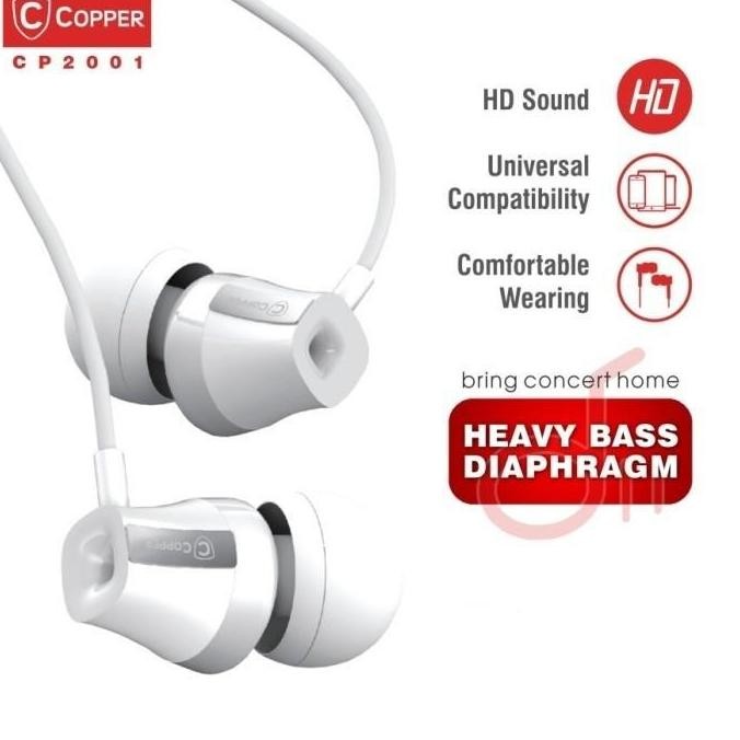 Copper Earphone Heavy Bass ( Tipe Cp2001 ) New Stok