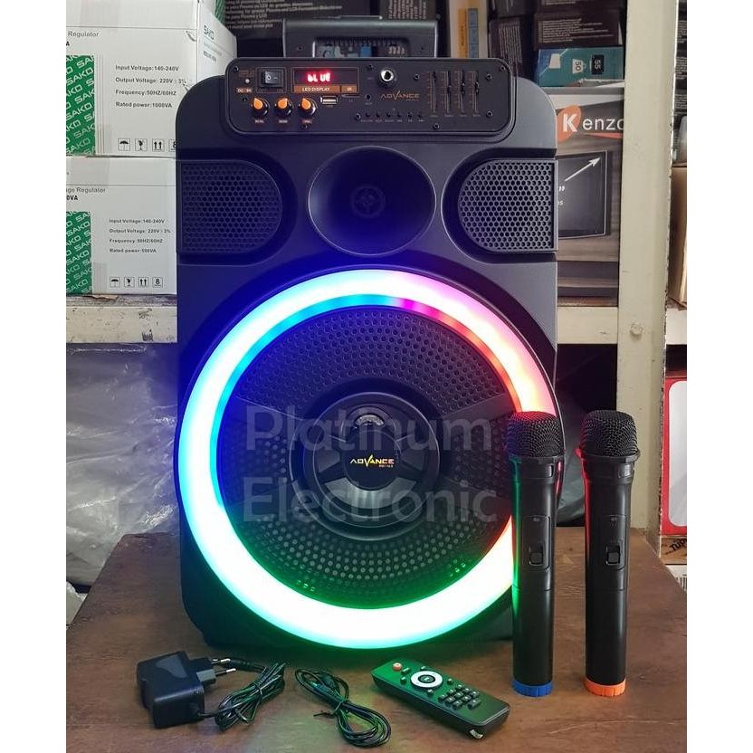 Speaker Portable 12 Inch Advance K1206 Wireless Mic 2 Karaoke Sound New Stok