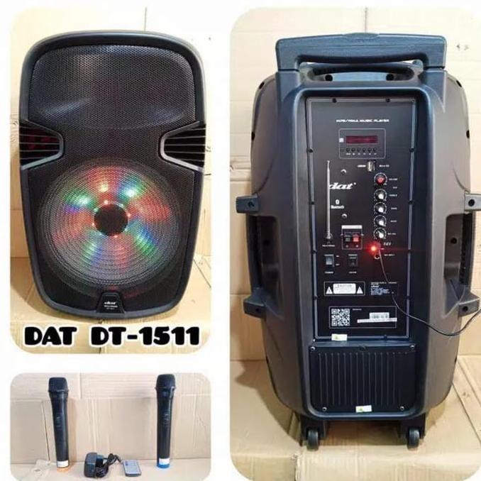 Speaker Portable Dat Dt 1511 Original Dat Dt1511 Free 2 Mic Wireless New Stok