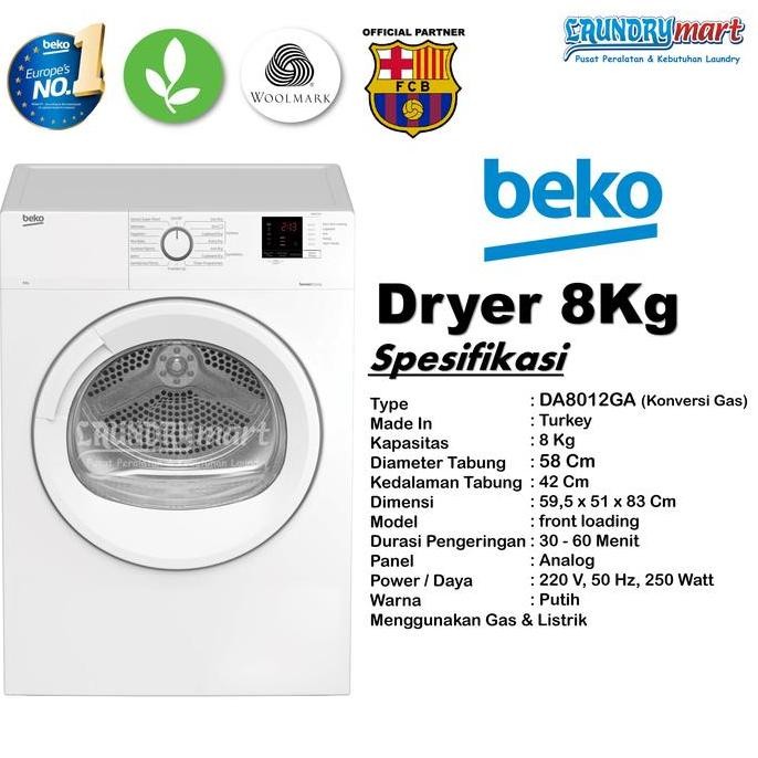 TERLARIS - MESIN PENGERING LAUNDRY GAS BEKO KAPASITAS 8KG